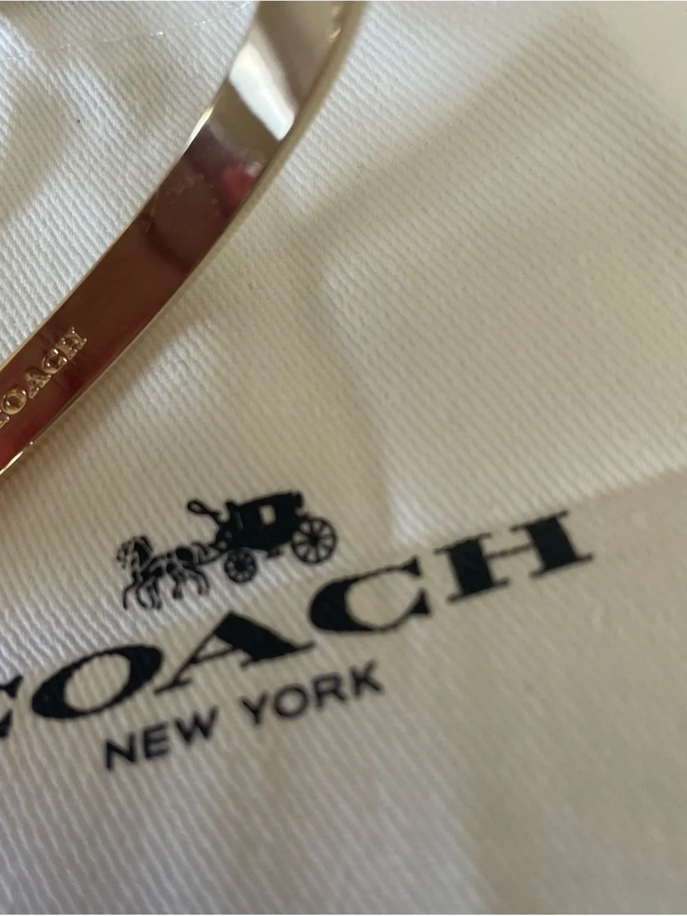 Coach Two-Tone Signature Bangle Bracelet with Crystals - Gold & Silver
